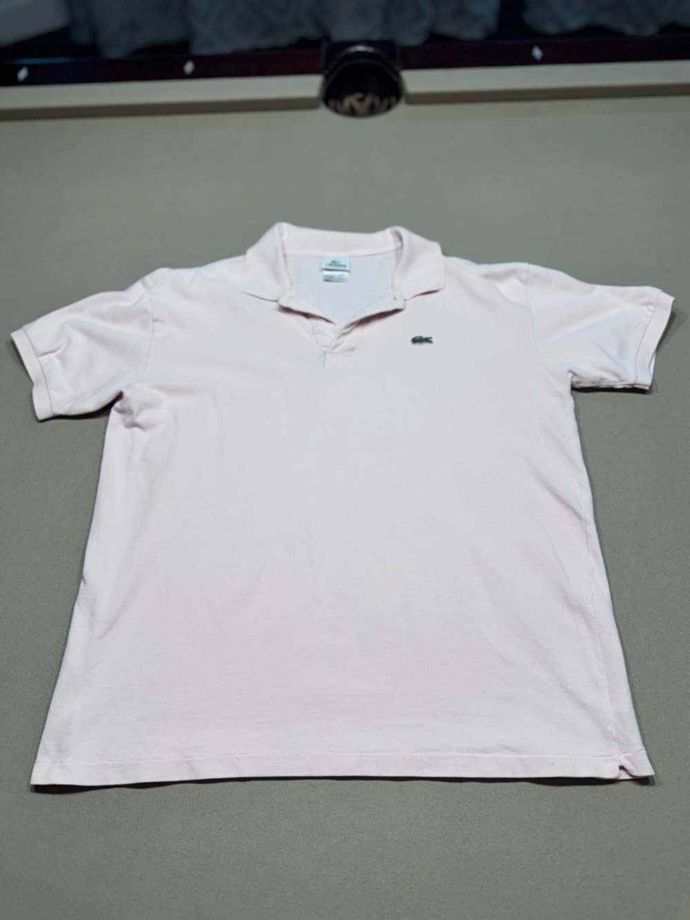 Lacoste Men’s Pale Pink Polo with Green Crocodile Logo